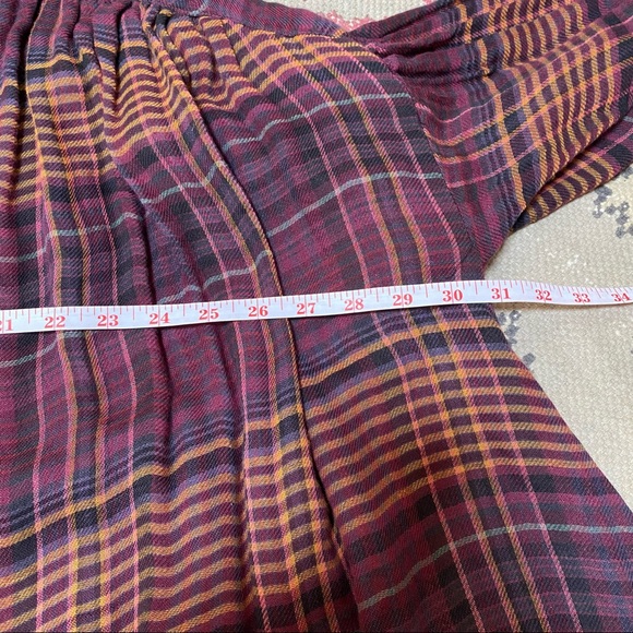 FREE PEOPLE COME OVER PLAID FLANNEL WINE M - Picture 5 of 9